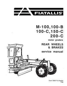 Service Manual - New Holland FIAT ALLIS M100, 100B, 100C, 150C, 200C Motor Grader Rear Wheels & Brakes 70657712