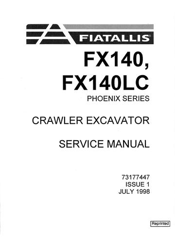 Service Manual - New Holland FX140, FX140LC Phoenix Series Crawler Excavator 73177447