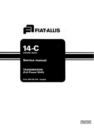 Service Manual - New Holland Fiat-Allis 14-C Crawler Dozer 60406246