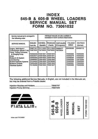 Service Manual - New Holland Fiat-Allis 545 & 605-B Wheel Loader 73061032