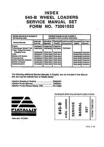 Service Manual - New Holland Fiat-Allis 645-B Wheel Loader 73061033