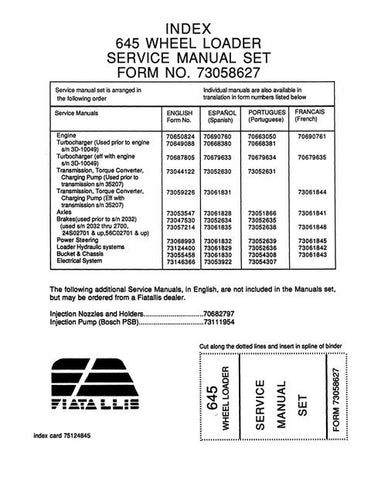 Service Manual - New Holland Fiat-Allis 645 Wheel Loader 73058627