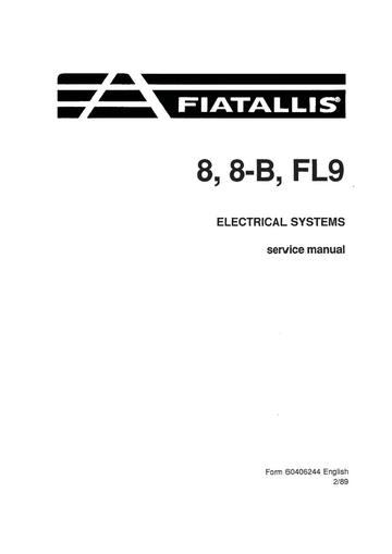 Service Manual - New Holland Fiat-Allis 8 8-B FL9 Electrical System 60406244