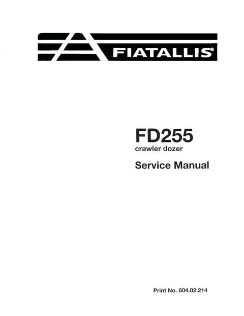 Service Manual - New Holland Fiat-Allis FD255 Crawler Dozer 60402214