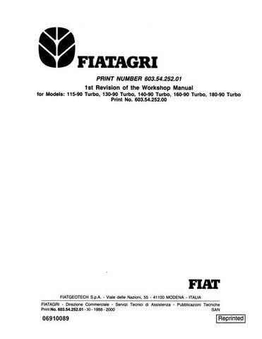 Service Manual - New Holland Fiatagri 115-90 130-90 140-90 160-90 180-90 Turbo Tractor 06910089