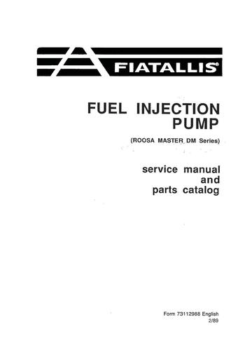 Service Manual - New Holland Fuel injection Pump 73112988