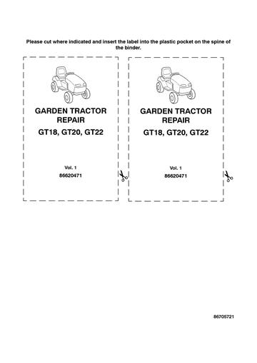 Service Manual - New Holland GT18 GT20 GT22 GARDEN Tractor 86620471