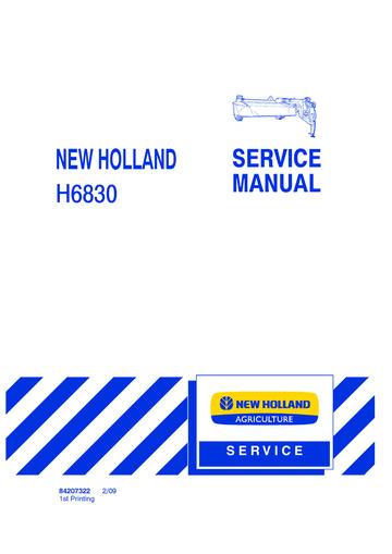 Service Manual - New Holland H6830 Disc Mower 84207322