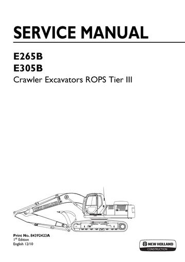 Service Manual - New Holland Kobelco E265B, E305B Crawler Excavator 84392423A_A4