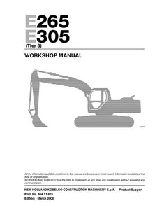 Service Manual - New Holland Kobelco E265 E305 Tier 3 Hydraulic Excavator 60413674