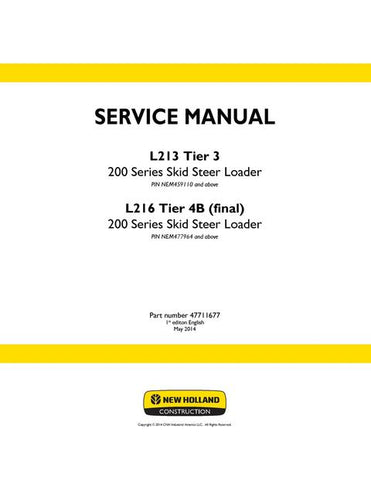 Service Manual - New Holland L213 Skid Steer Loader L216 Skid Steer Loader 47711677