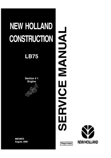 Service Manual - New Holland LB75 Backhoe Loader 86618974