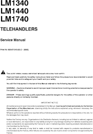 Service Manual - New Holland LM1340, LM1440, LM1740 TELEHANDLERS 6036701002