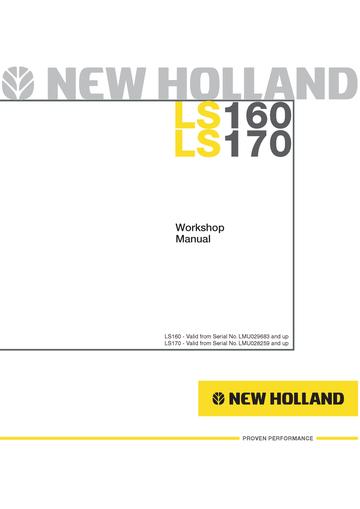 Service Manual - New Holland LS160, LS170 Skid Steer Loader 6041360701