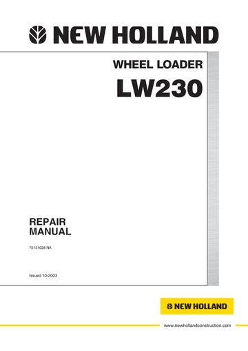 Service Manual - New Holland LW230 Wheel Loader 75131028