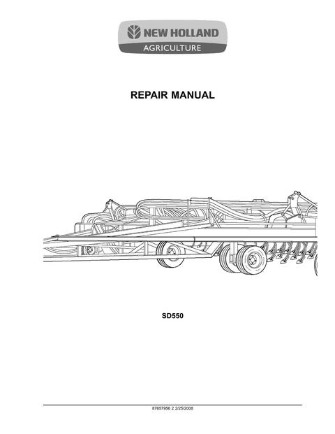 Service Manual - New Holland SD550 Air Drill (Air Seeder) 87657956