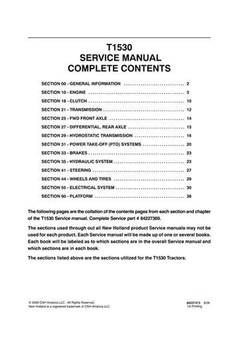 Service Manual - New Holland T1530 Tractor 84227369