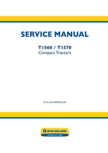 Service Manual - New Holland T1560, T1570 Compact Tractor 84205613A