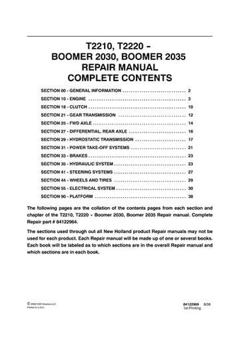 Service Manual - New Holland T2210 T2220 Tractor 84122964