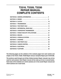 Service Manual - New Holland T2310 T2320 T2330 Tractor 87491390