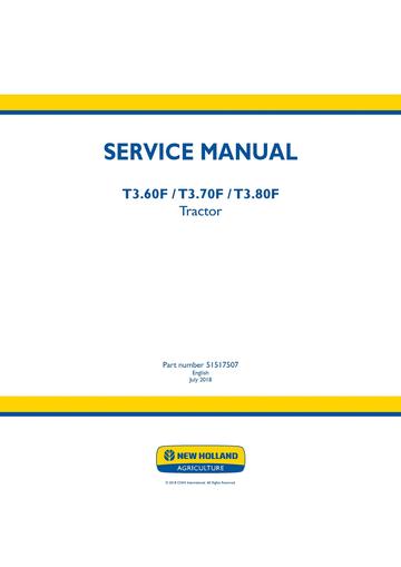 Service Manual - New Holland T3.60F T3.70F T3.80F Tractor 51517507