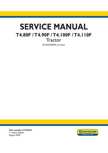 Service Manual - New Holland T4.80F T4.90F T4.100F T4.110F Tractor 51523354