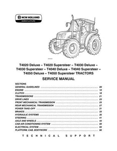 Service Manual - New Holland T4020 T4030 T4040 T4050 Standard Tractor 87666787B