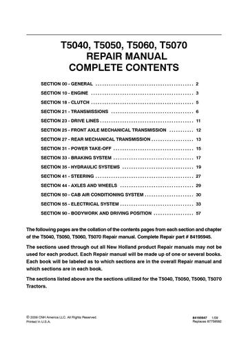 Service Manual - New Holland T5040 T5050 T5060 T5070 Tractor 84195945