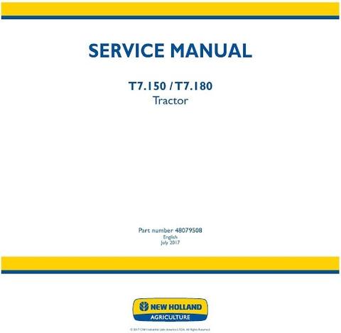 Service Manual - New Holland T7.150 T7.180 Tractor 48079508