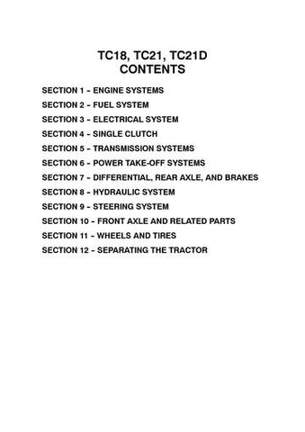 Service Manual - New Holland TC18 TC21 TC21D Tractor 86590938