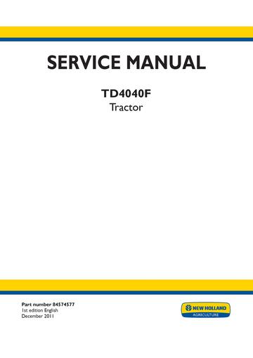 Service Manual - New Holland TD4040F Tractor 84574577