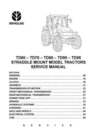 Service Manual - New Holland TD60 TD70 TD80 TD90 TD95 STRADDLE Tractor 84285908R0