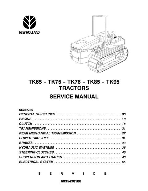 Service Manual - New Holland TK65 TK75 TK76 TK85 TK85M TK95 Crawler Tractor 6035438100