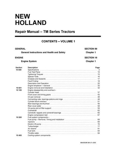 Service Manual - New Holland TM115 Tractor 6045506100