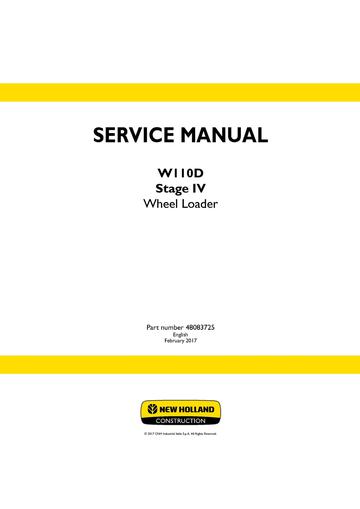 Service Manual - New Holland W110D Stage IV Wheel Loader 48083725