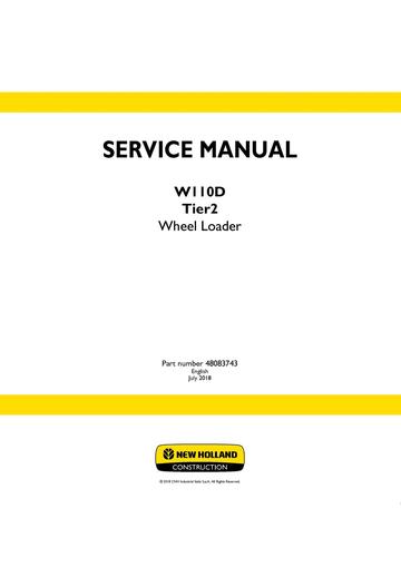 Service Manual - New Holland W110D Tier2 Wheel Loader 48083743