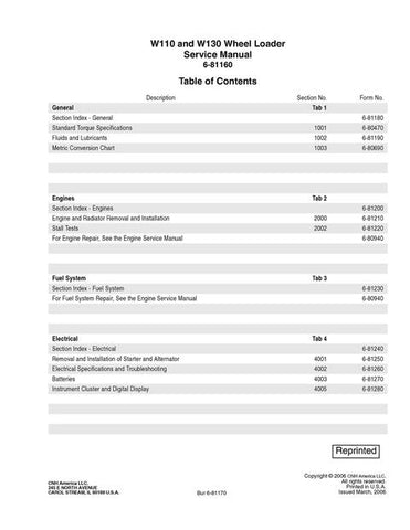 Service Manual - New Holland W110 and W130 Wheel Loader 6-81160NAR0