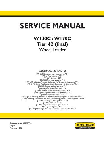 Service Manual - New Holland W130C, W170C Tier 4B (final) Wheel Loader 47865320