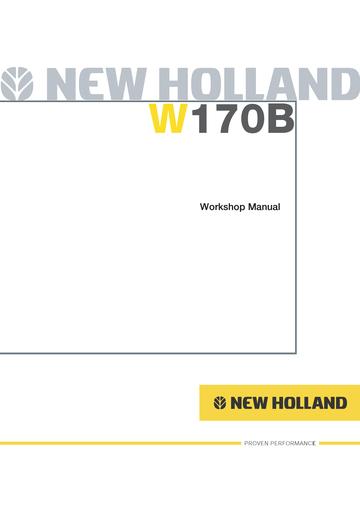 Service Manual - New Holland W170B Tier 3 Wheel Loader 87614924