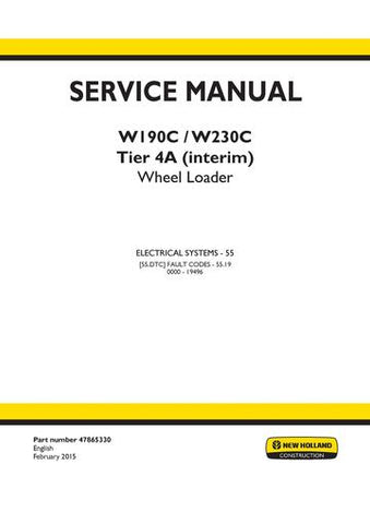 Service Manual - New Holland W190C, W230C Tier 4A (interim) Wheel Loader 47865330