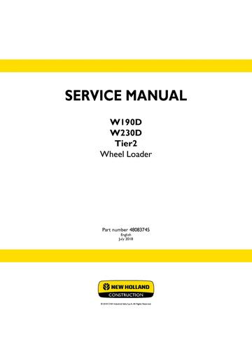 Service Manual - New Holland W190D W230D Tier2 Wheel Loader 48083745