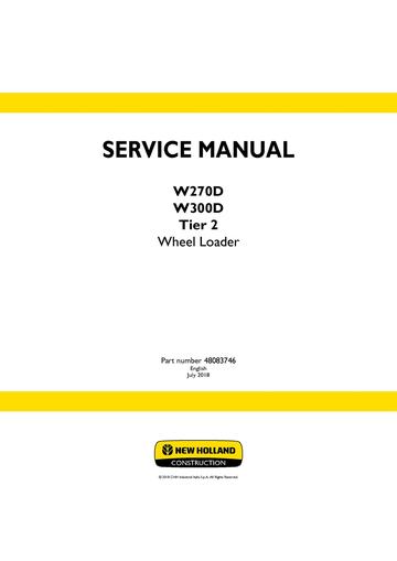 Service Manual - New Holland W270D W300D Tier 2 Wheel Loader 48083746