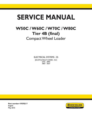 Service Manual - New Holland W50C, W60C, W70C, W80C Tier 4B (final) Compact Wheel Loader 47878217