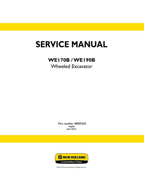 Service Manual - New Holland WE170B WE190B Wheeled Excavator 48005365