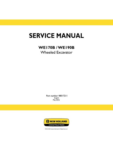 Service Manual - New Holland WE170B, WE190B Wheeled Excavator 48017211