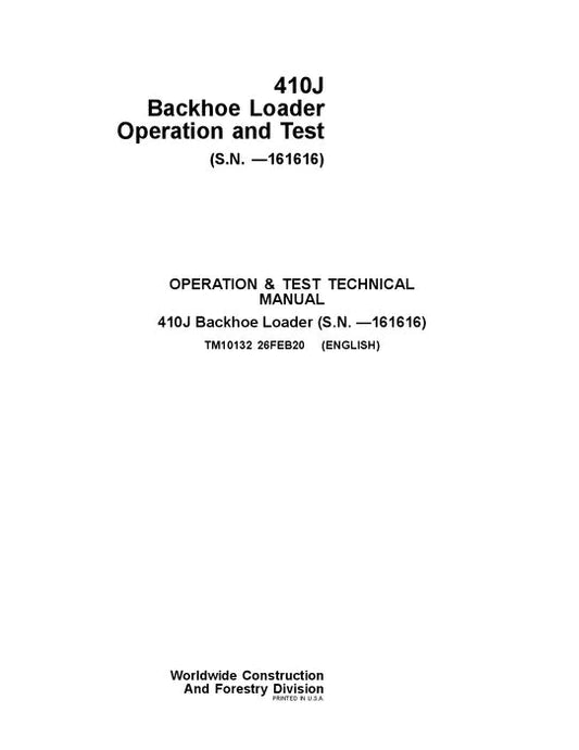 Pdf TM10132 John Deere 410J Backhoe Loader Diagnostic and Test Service Manual