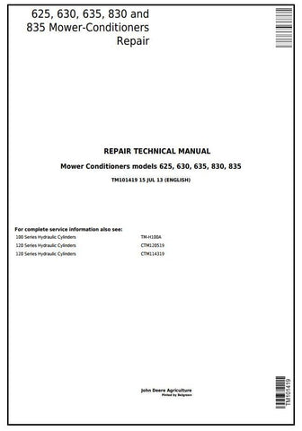 TM101419 - John Deere 625 630 635 830 835 Mower-Conditioner Repair Service Manual