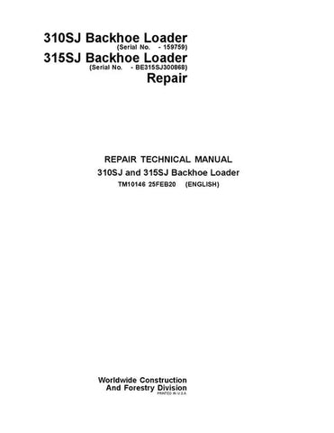 Pdf TM10146 John Deere 310SJ, 315SJ Backhoe Loader Repair Service Manual