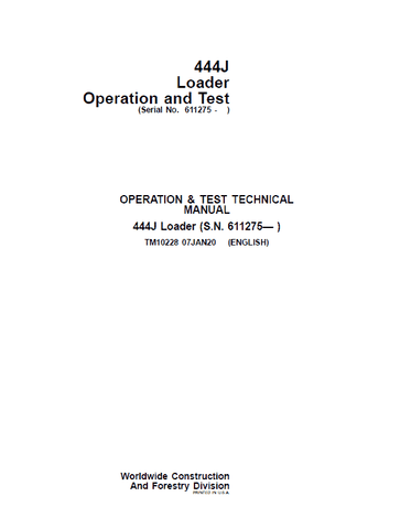 Pdf TM10228 John Deere 4WD 444J Wheel Loader Diagnostic and Test Service Manual