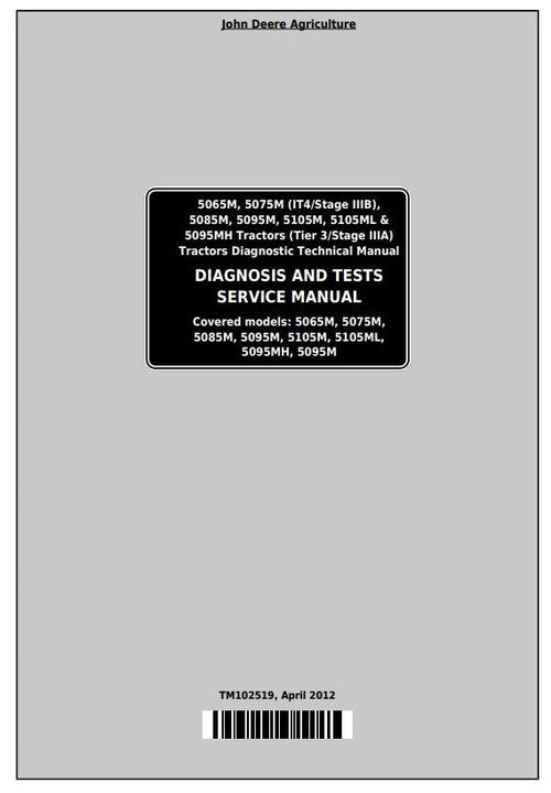 Pdf TM102519 John Deere 5065M, 5075M, 5085M, 5095M, 5105M, 5105ML, 5095MH Tractor Diagnostic Manual